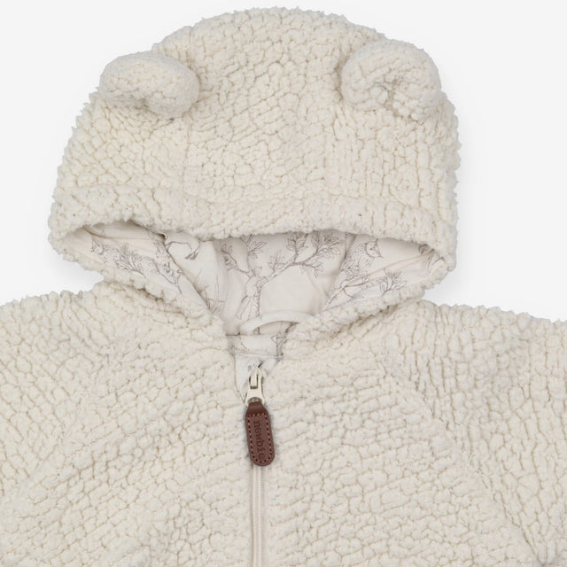 Fleece Pramsuit Cream with Bear Ears