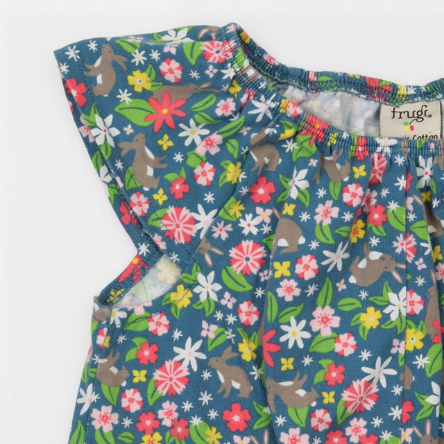 Jumpsuit Teal Bunnies and Flowers