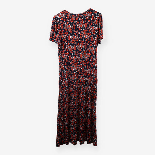 Poppy Floral Jersey Dress Navy Red Multi