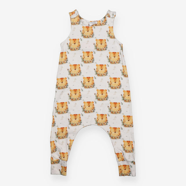 Jersey Romper Cream with Cheetah faces
