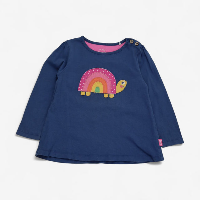 Tee LS blue rainbow turtle