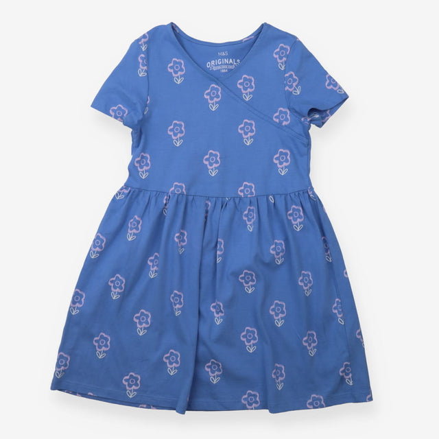 Dress blue with flowers wrap