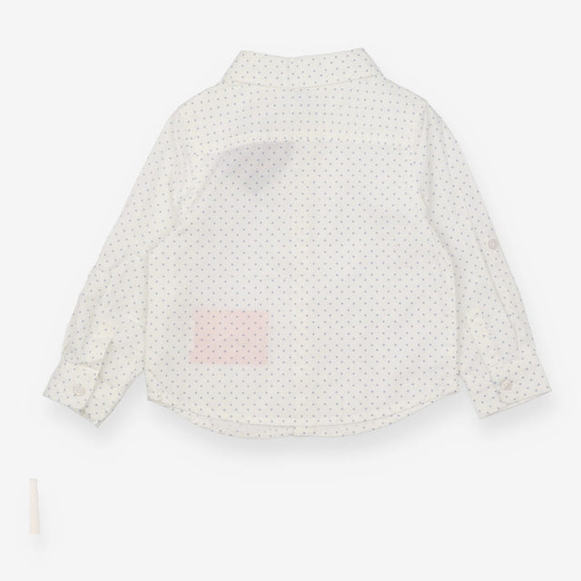 Shirt Long Sleeve White Blue Diamonds