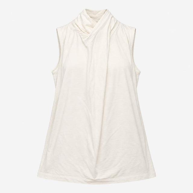 Top White Sleeveless Cowl Neck