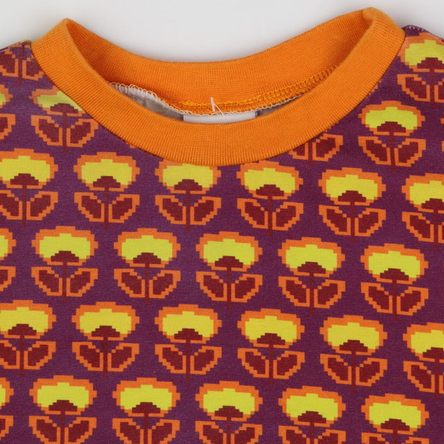 beb & ooo T-Shirt Purple with Orange Trim Retro Fl