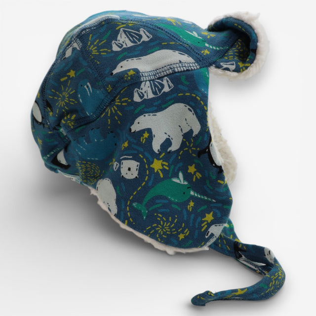 Blue Fleece Lined Hat Polar Bears