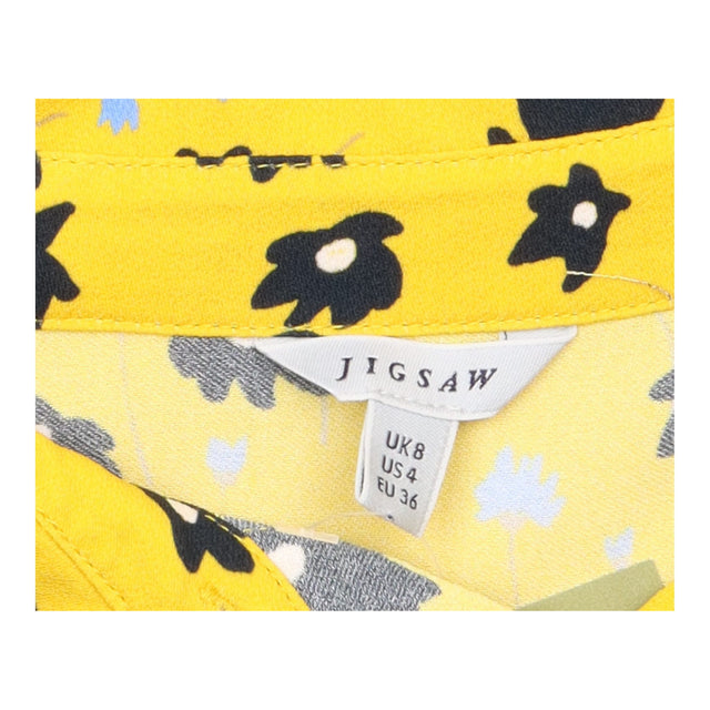 Jigsaw Mustard Yellow Floral Print Midi Shirt Dres