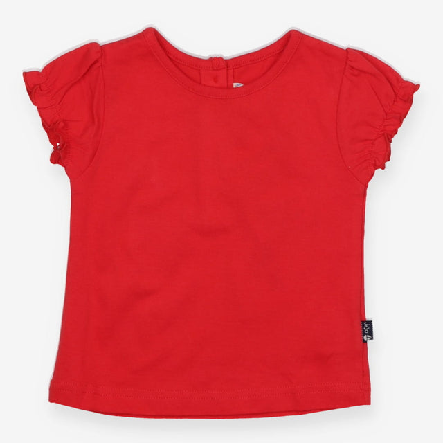 Red frill sleeve t-shirt