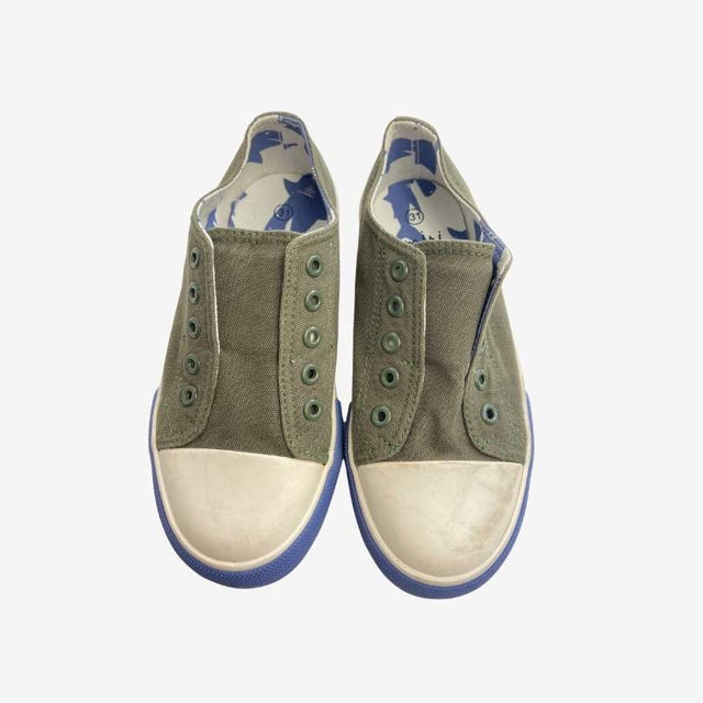 Khaki laceless canvas slipon shoes