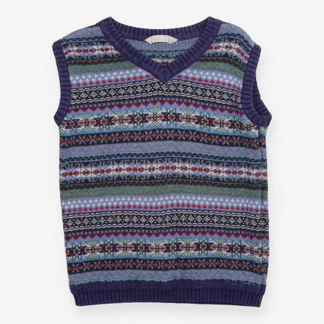 Blue Sweater Vest with Snowflakes