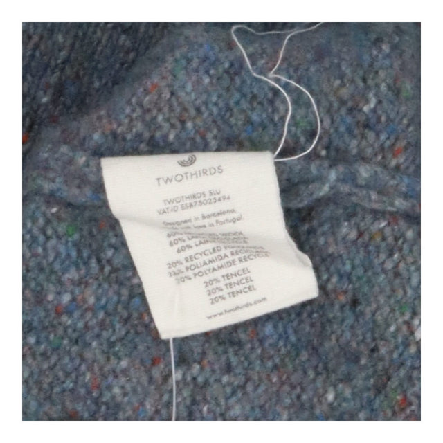 Blue Flecked Recycled Wool Crew Neck Knit Sweater