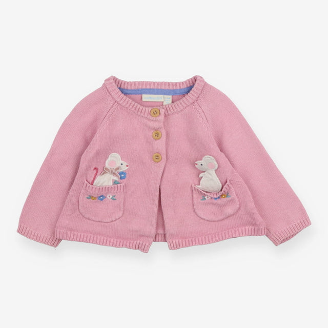 Pink Knit Cardigan Mice Pocket Pals