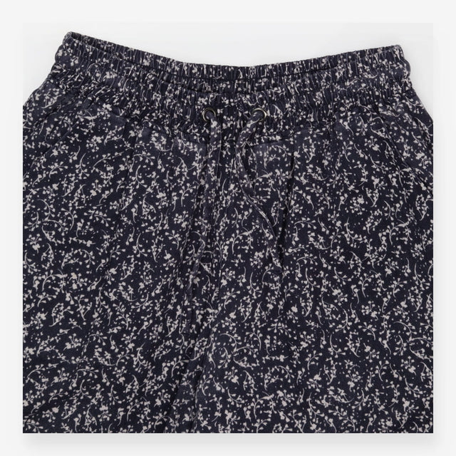 Floral Cuffed Trousers Navy & White Floral Print