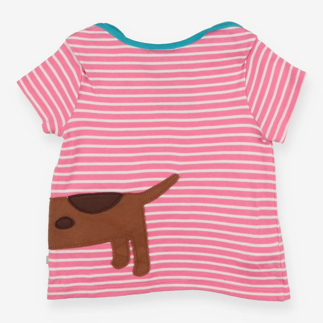 T-shirt Pink and White Stripe with sausage Dog App