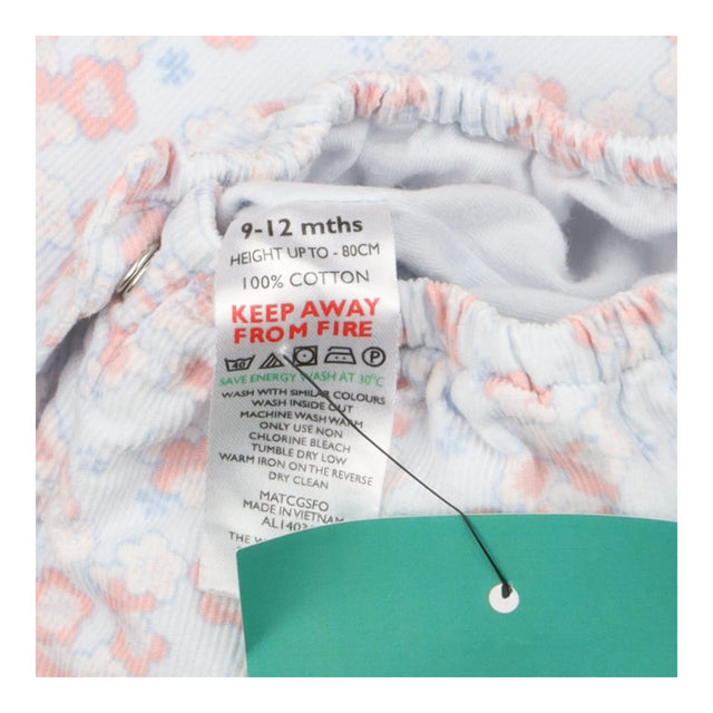Dungaree cord light blue with pink floral print
