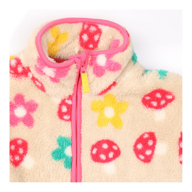 Frugi Adult Beige Mushroom Floral Fluffy Zip Fleec