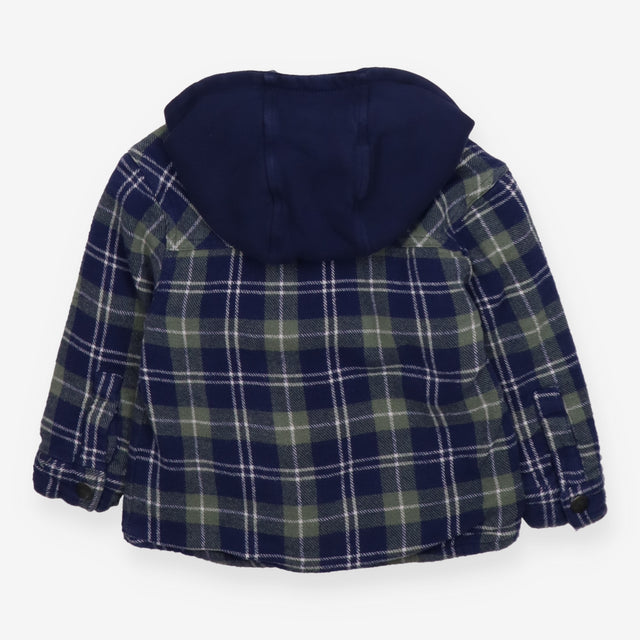 Hooded Jacket navy and Green Check