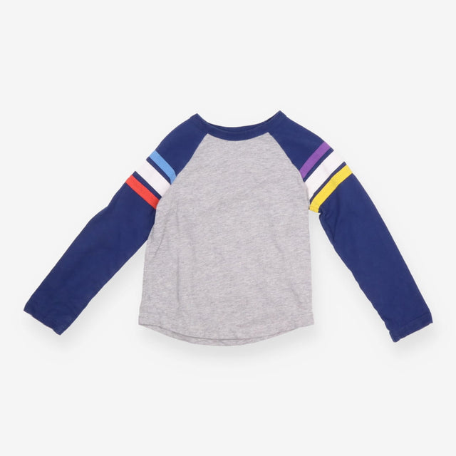 Tee LS grey blue sleeve colour stripes