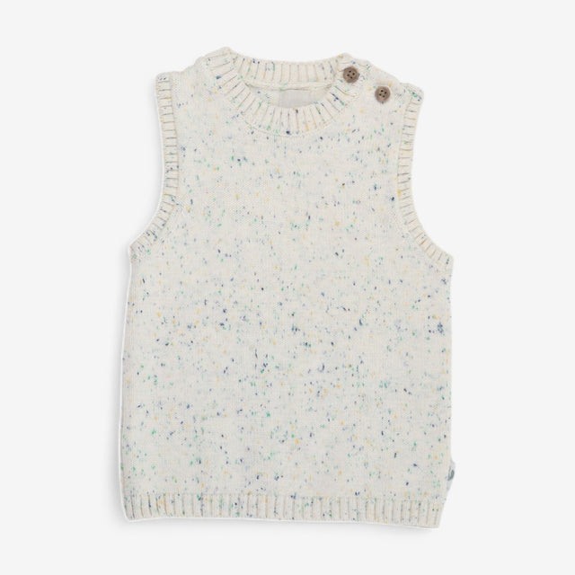 Knitted Sweater Vest Cream Spotted