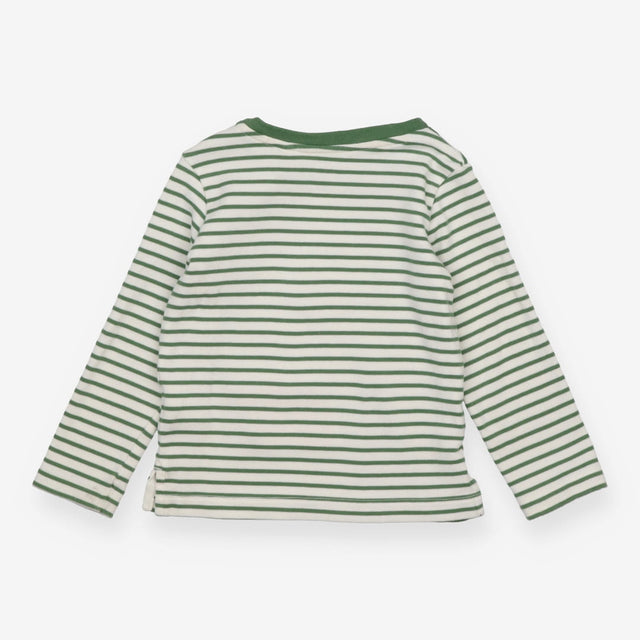 Tee Shirt Green Stripes and Applique Chick