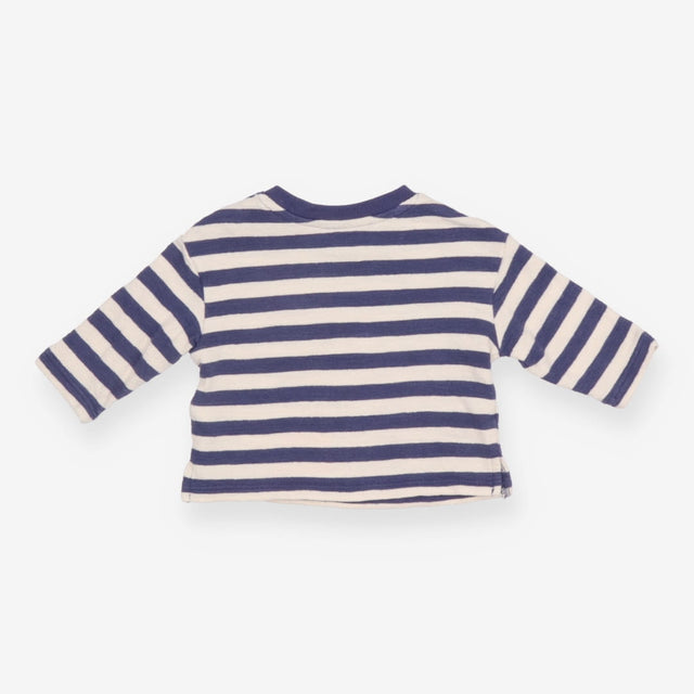 T-shirt long sleeve white and navy stripe