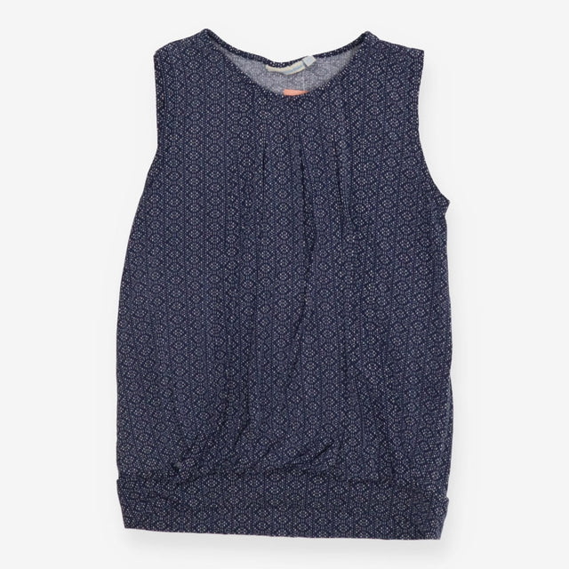 Pleated geo ditsy blue maternity and nursing top
