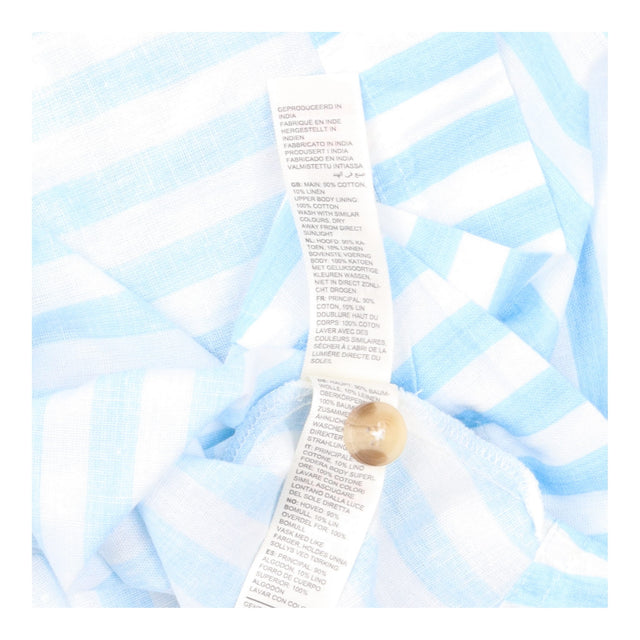 Dress Light Blue White Stripe Cotton Linen Midi Sl