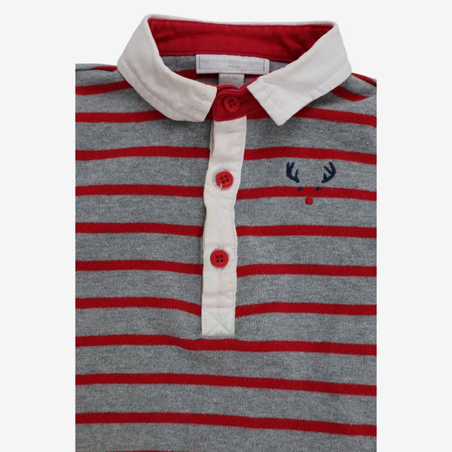 Jersey Shirt Red and Grey Stripes with Collar