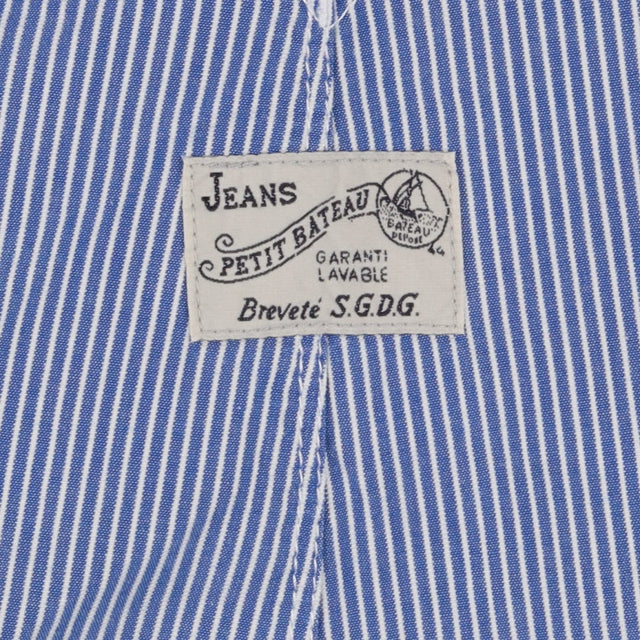 Blue and white pinstripe shortie dungarees