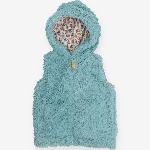 Gilet blue fur floral lining