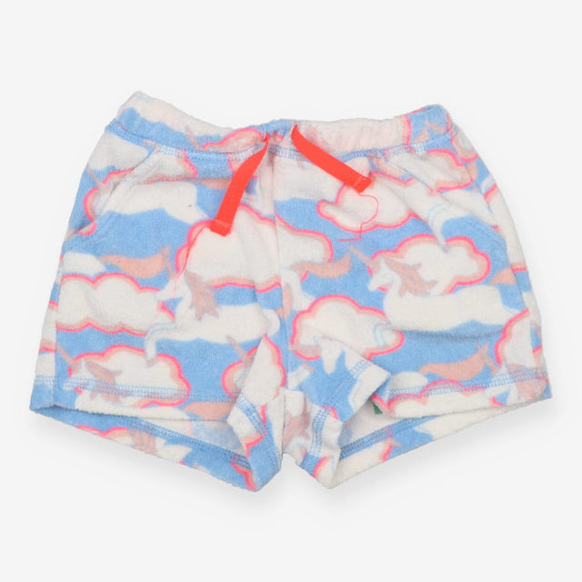Shorts towelling blue clouds pink tie