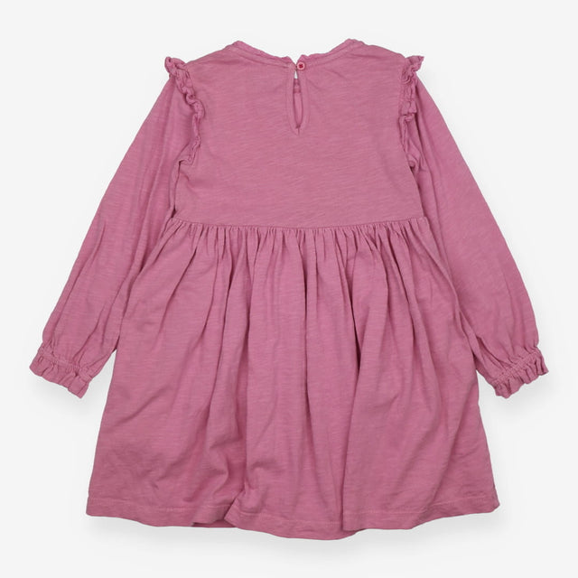 Pink LS dress with embroidery