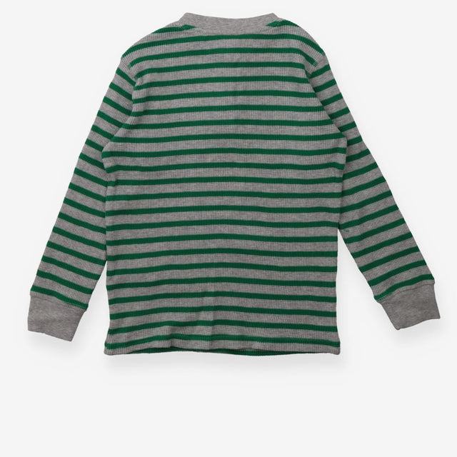 T-shirt long sleeve waffle green stripe