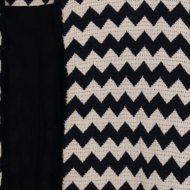 Jacket Navy Cream Chevron Woven Textured