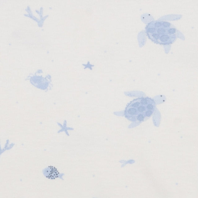 Romper White and Blue Turtle Print