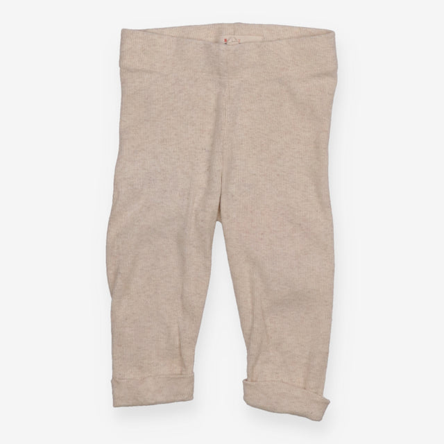 Cream ribbed leggings with turnups on cuffs