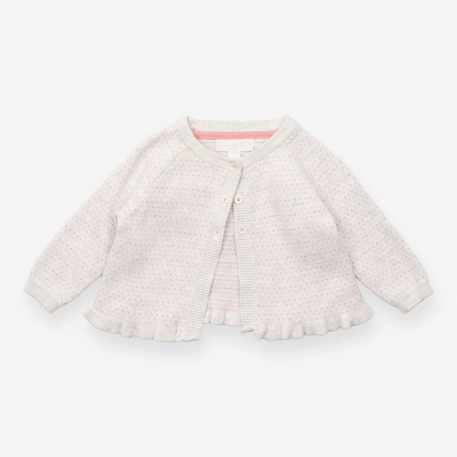 Grey knit cardigan tiny coloured hearts