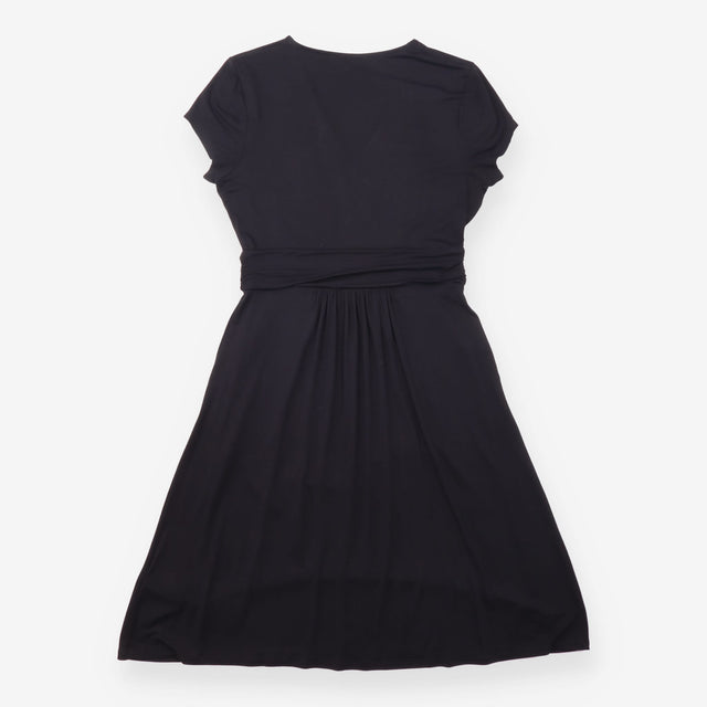 Dress Black Jersey Faux Wrap Ruched Waist