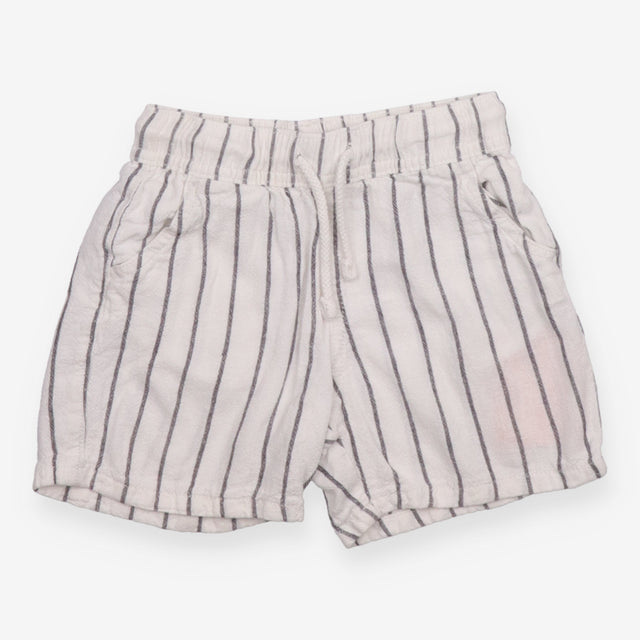 Linen Short white and grey vertical strip