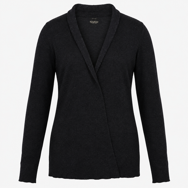 Knitted Cardigan Charcoal Grey Open Front
