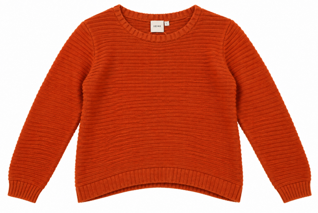 Jumper Burnt Orange Textured Knit Crew Neck