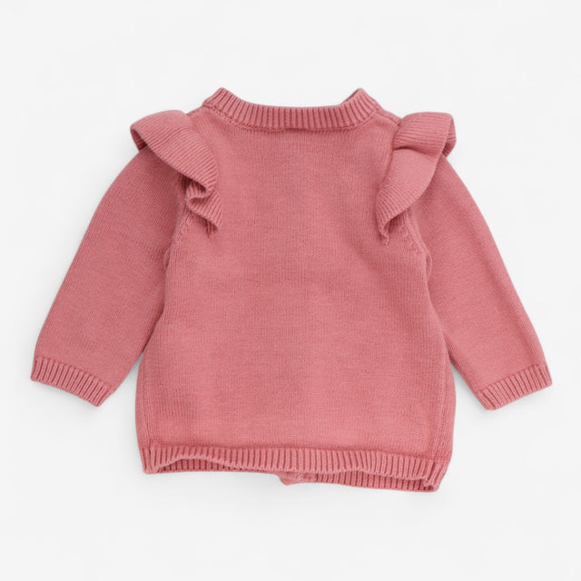 Cardigan Pink Knit Frill Shoulders