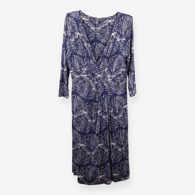 Blue Abstract Print Jersey Wrap Dress Midi