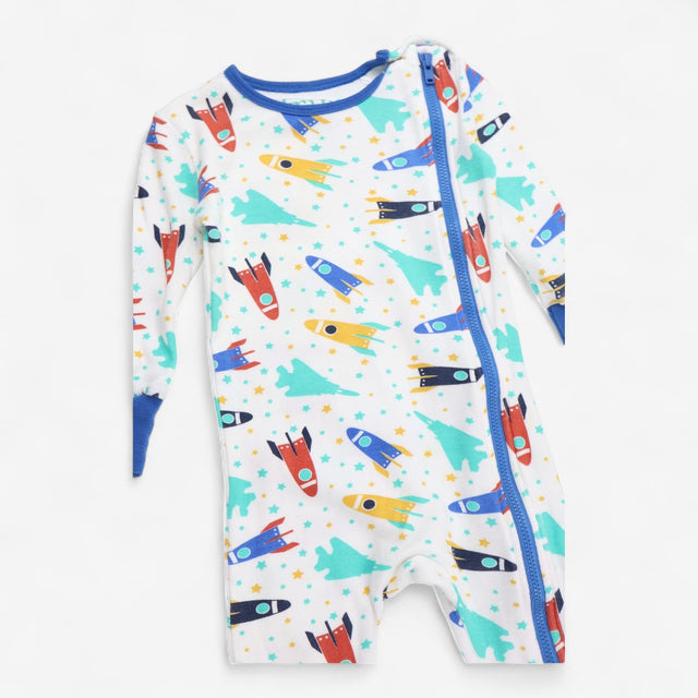 Sleepsuit Rockets with blue trim