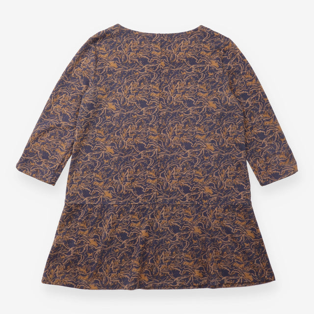 Tunic Top Charcoal Ochre Abstract Print