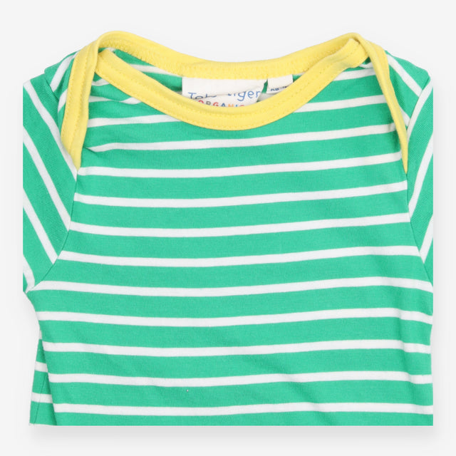 Bodysuit Green Stripe with Yellow Trim