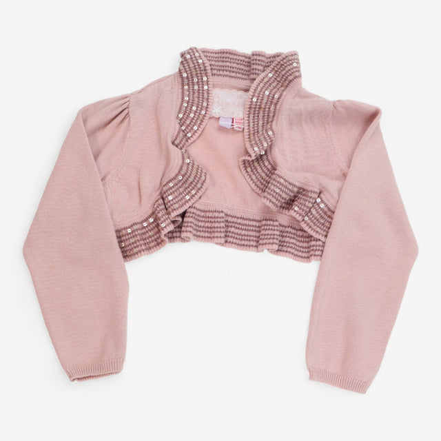 Cardigan pink sequin frill