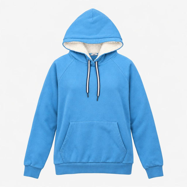Hoodie Blue Organic Cotton Fleece Lined Hood Long