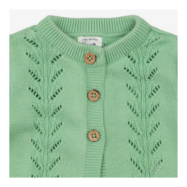 Green pointelle cardigan