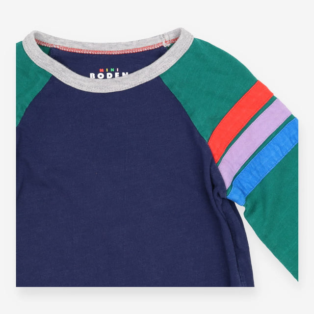 Tee LS blue green colour stripes